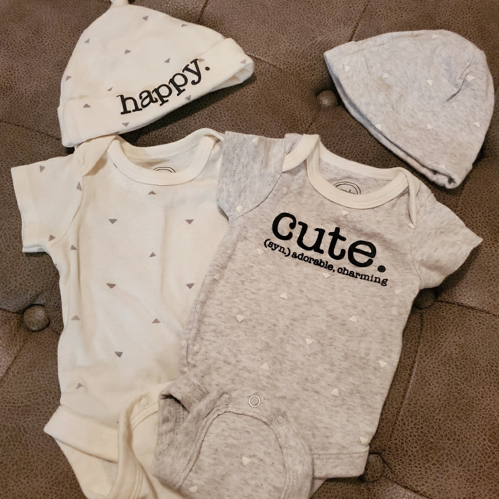 Set of two onesies and hats